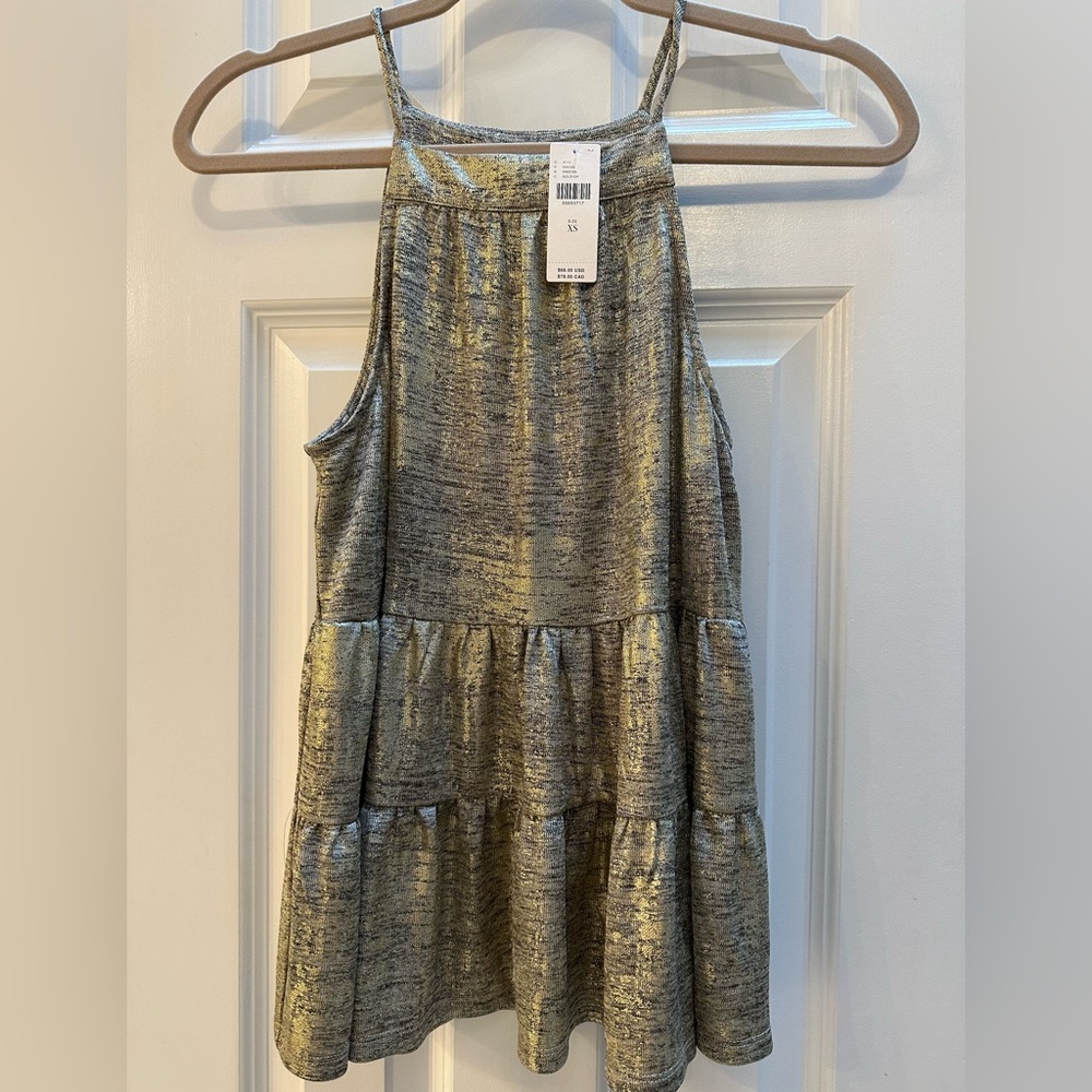 NWT Anthropologie Sunday in Brooklyn - Gold tiered tank XS